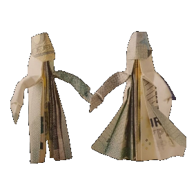 Origami Geldschein Brautpaar