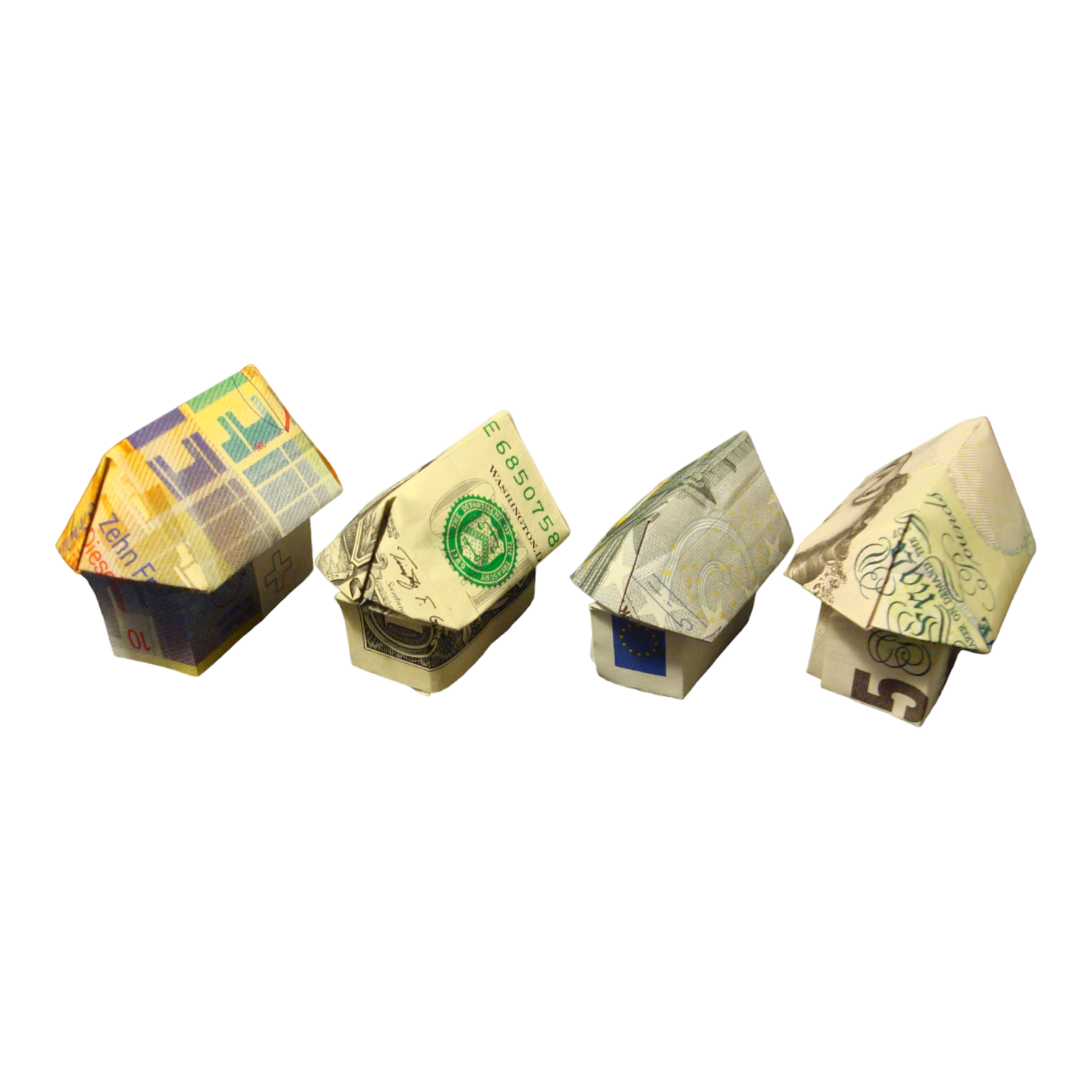 Origami Geldschein 3D Haus data-placement=